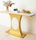 Modern Marble Console Table with Gold Base and Circular Marble Accent