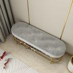 Modern Upholstered Gray Velvet Bench with Shoe Storage