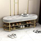 Modern Upholstered Gray Velvet Bench with Shoe Storage