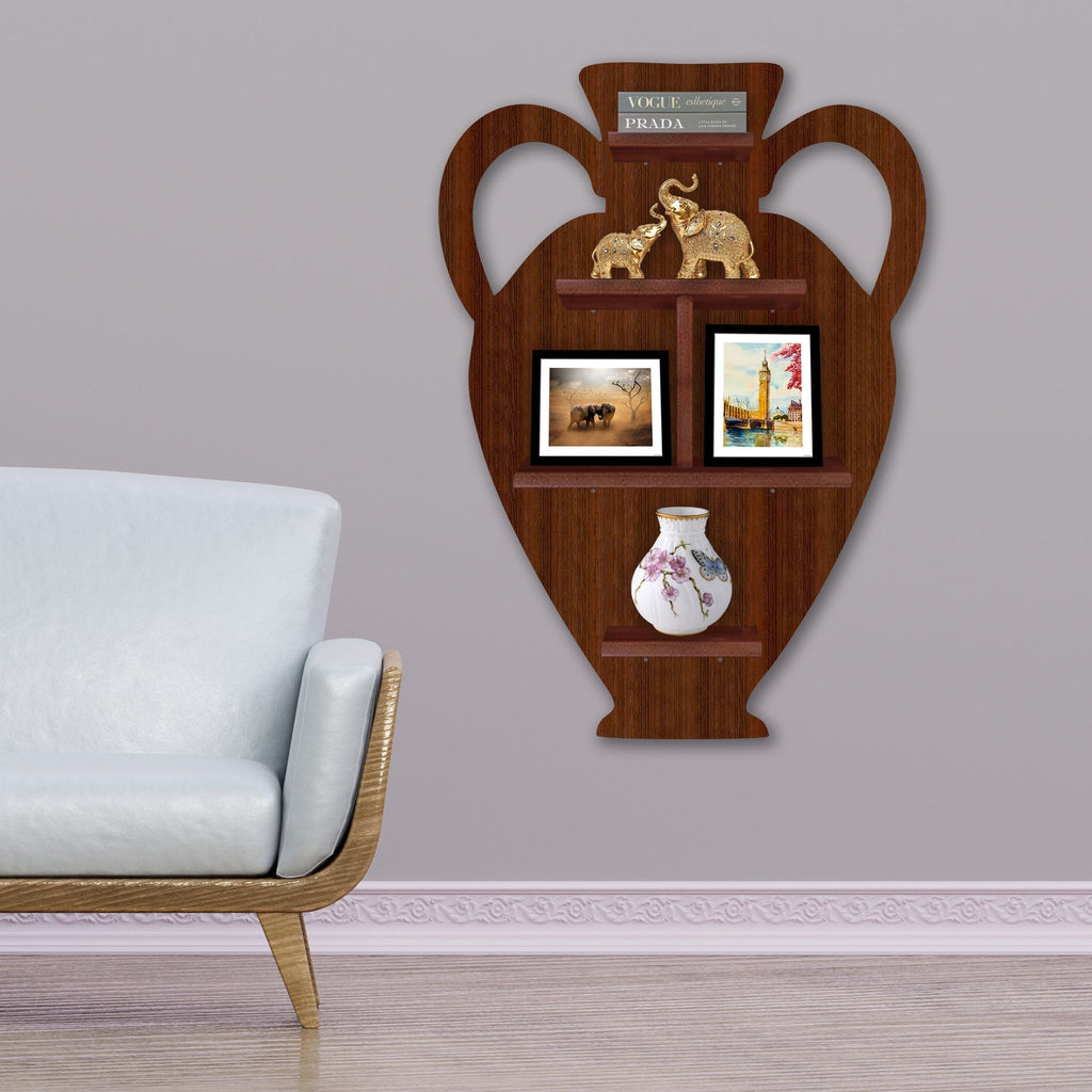 Pitcher Shape Wooden LED Light Wall Shelf