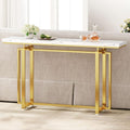 Premium Golden Finish Console Table with Faux Marble Surface