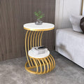 Premium Golden Metal Side Table with Storage Shelf