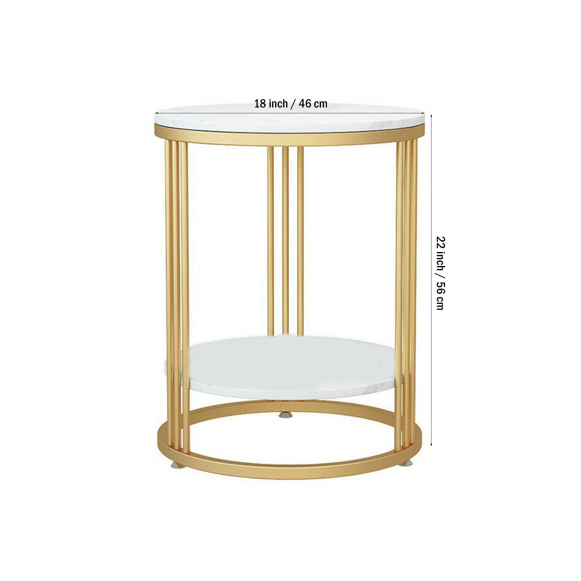 Premium Iron Stand Two Layer Marble Side Table