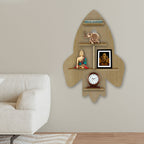 Rocket Shape Wooden Wall Shelf LED Light Wall Shelf