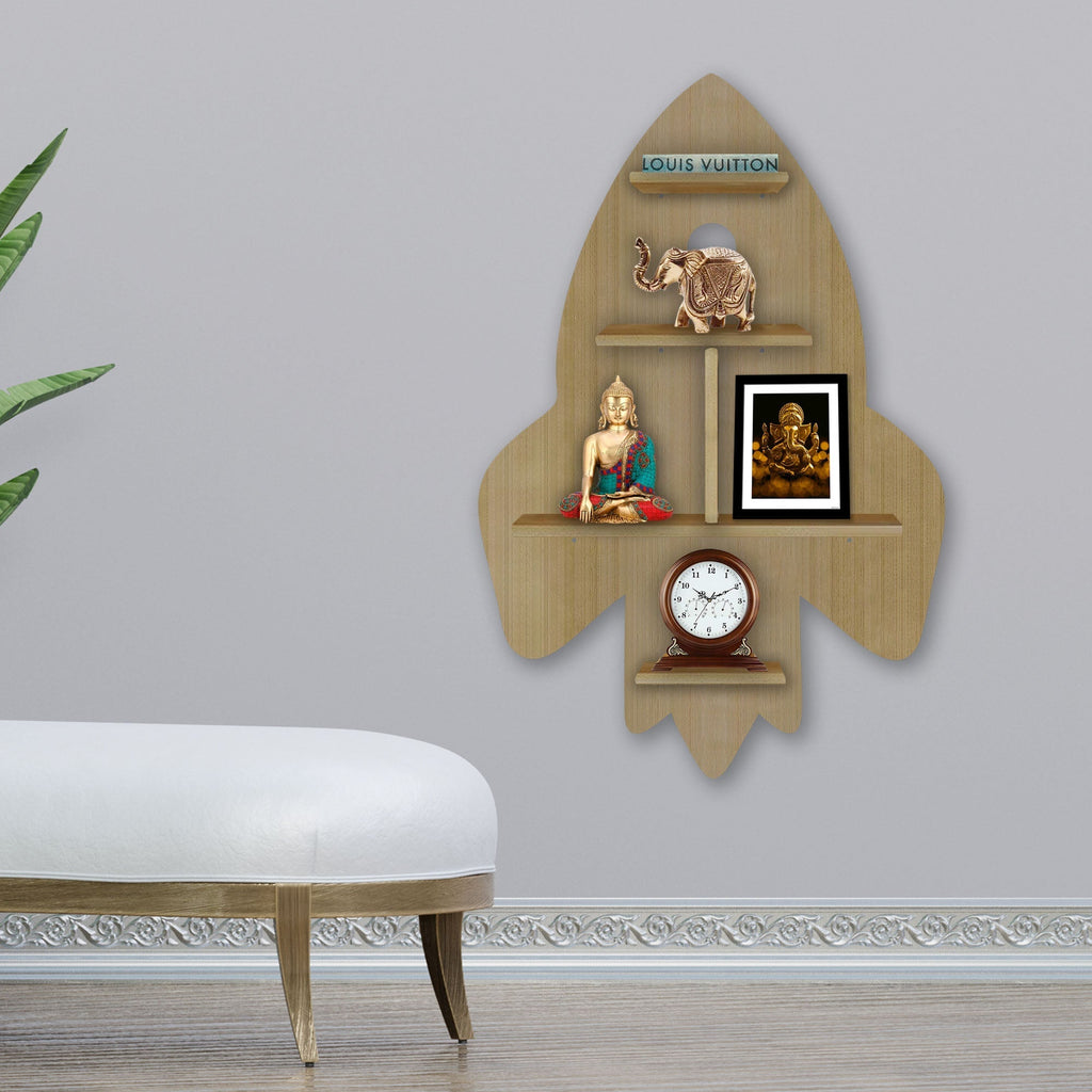 Wall Shelf LED Light Wall Shelf with Oak Finish