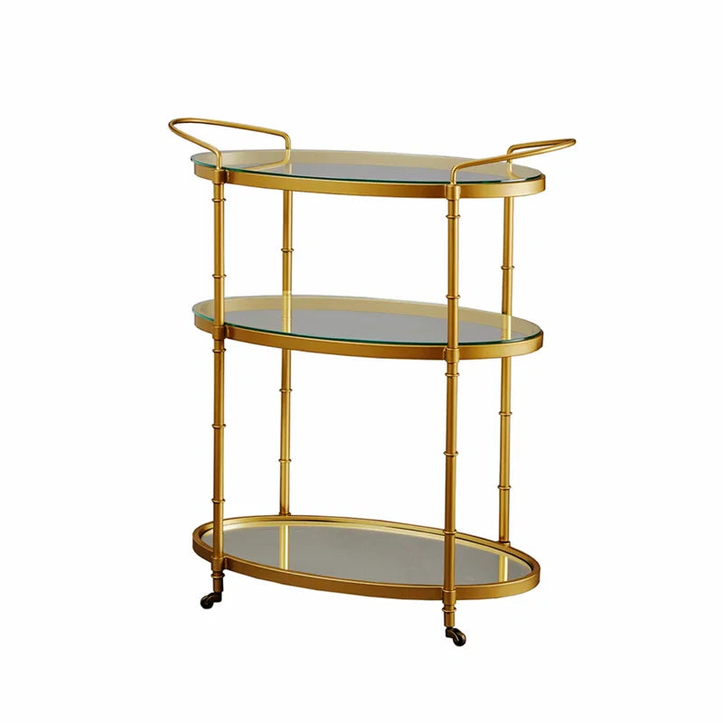 Rolling Bar Trolley with Bamboo-Style Frame Finish