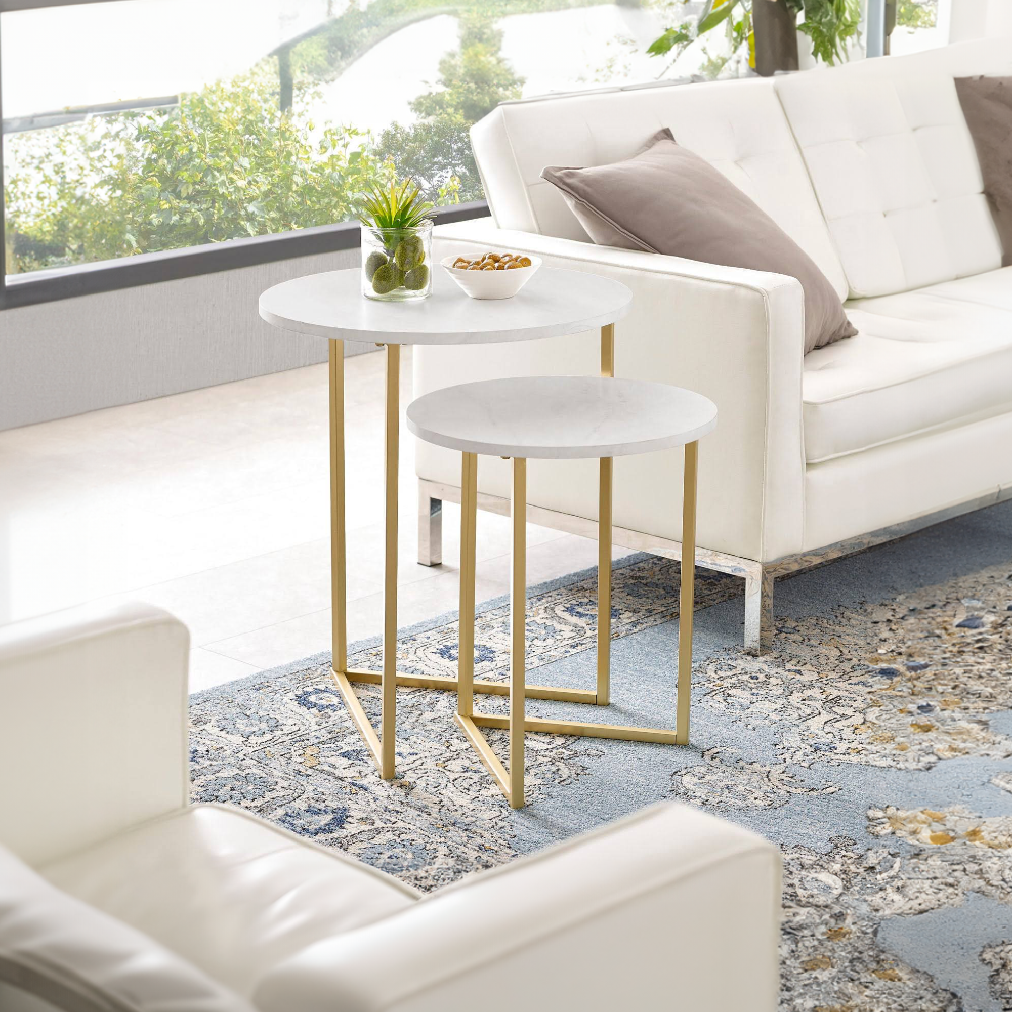 home decoration Side Marble Table Set of 2