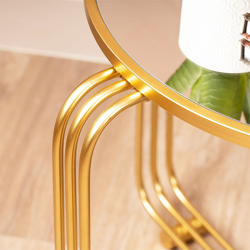 Sleek Designer Golden Metal Finish Side Table