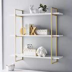 Sleek Designer Wall Shelf with Golden Metallic Frame