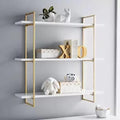 Sleek Designer Wall Shelf with Golden Metallic Frame