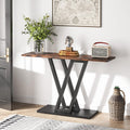 Sleek Industrial Console Table with Matte Black Frame and Wood Top