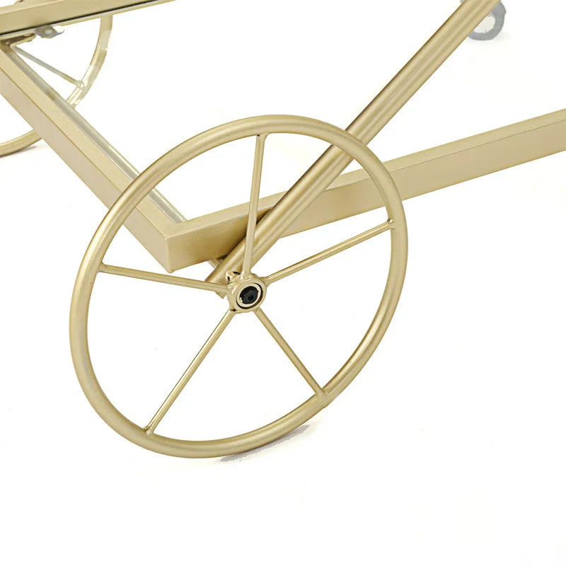 Sophisticated Cross Bar Drinks Trolley in Golden Finish
