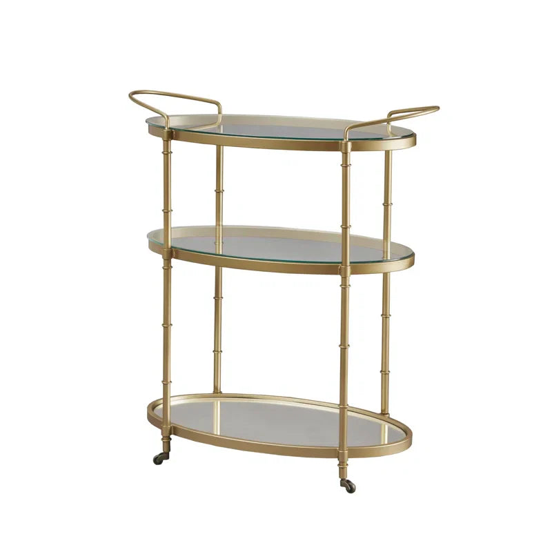 Sophisticated Oval Bar Trolley with Tiered Storage
