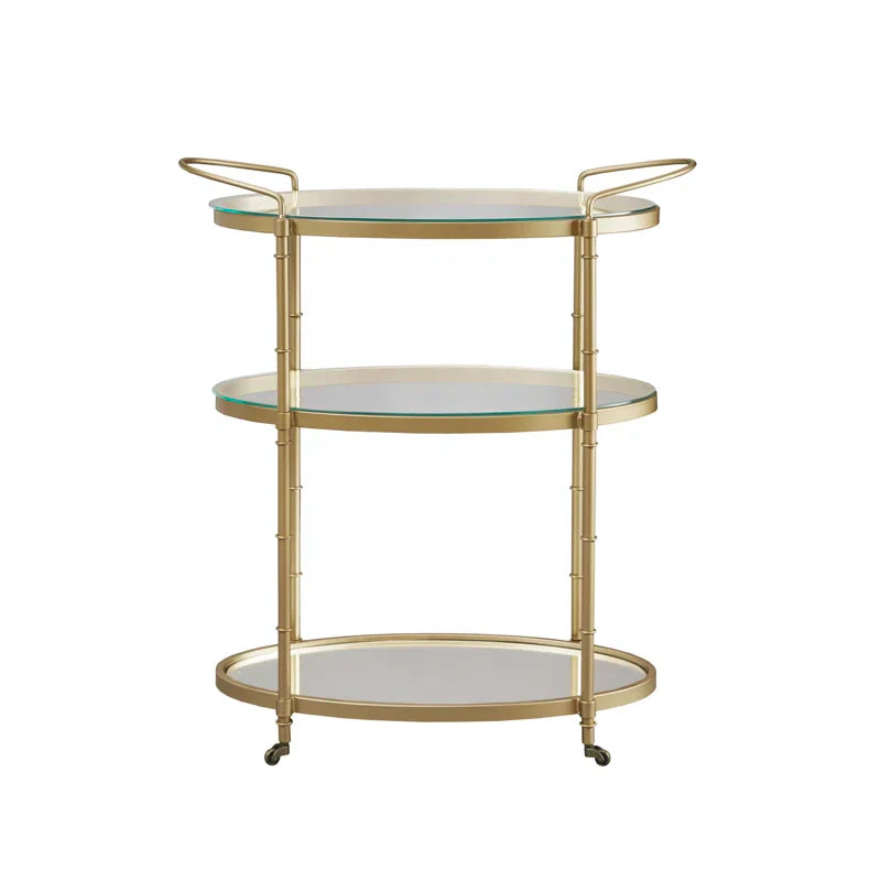Sophisticated Oval Bar Trolley with Tiered Storage