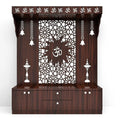 Spacious Wooden Pooja Mandir with Backlit Om Design and Storage