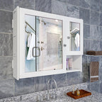 Sturdy Premium Wooden Bathroom Storage Cabinet with Mirrors