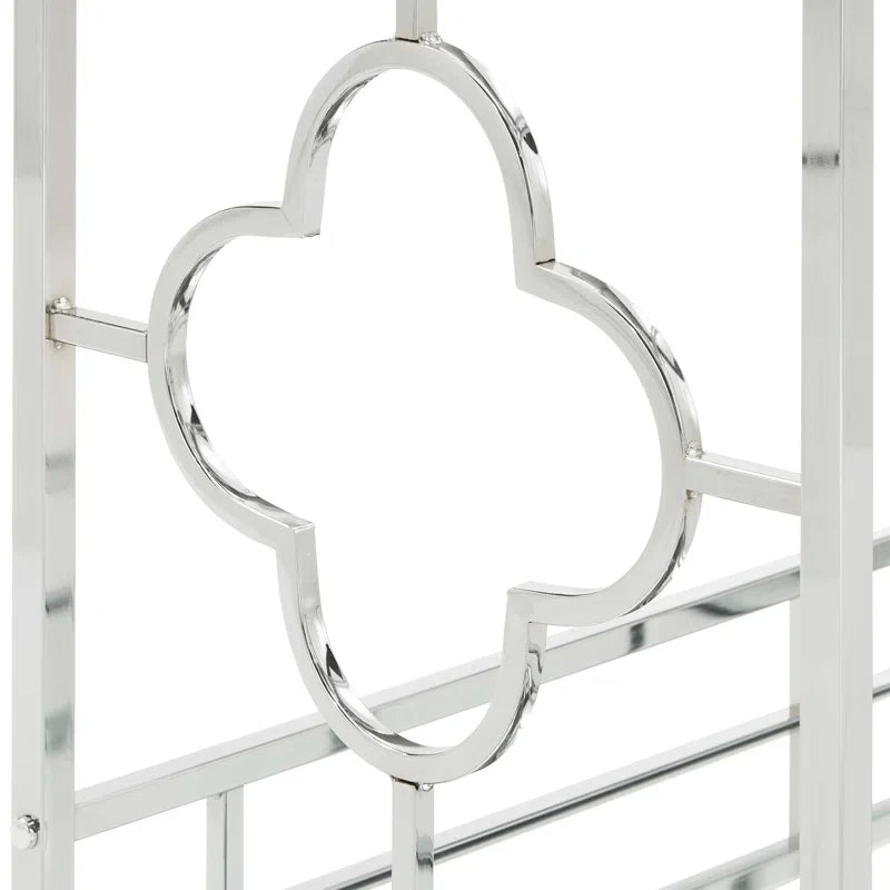 Stylish Bar Cart with Mirror Shelves and Metallic Glam Trolley