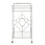 Stylish Bar Cart with Mirror Shelves and Metallic Glam Trolley