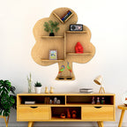Tree Backlit Designer Wooden Wall Shelf – Light Oak Finish | Decorative Book Shelf & Night Light - Decorsmart
