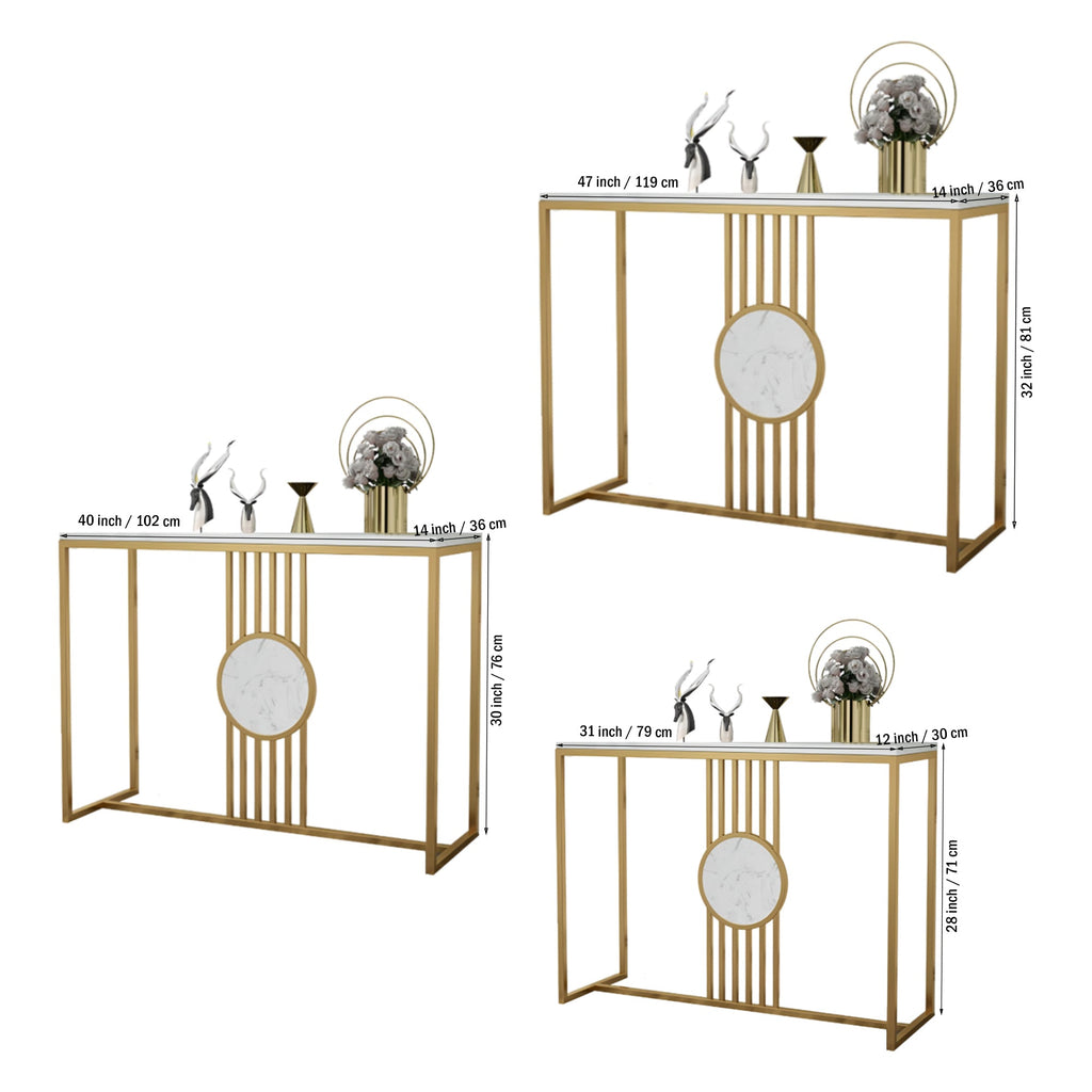Urban Loft Rectangular White Marble Console Table