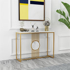Urban Loft Rectangular White Marble Console Table
