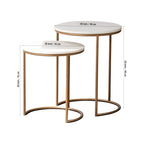 White Marble Top Iron Stand Coffee Table Set of 2