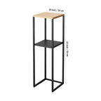 Wood Pedestal 2-Tier Square Shape Black Stand End Side Table