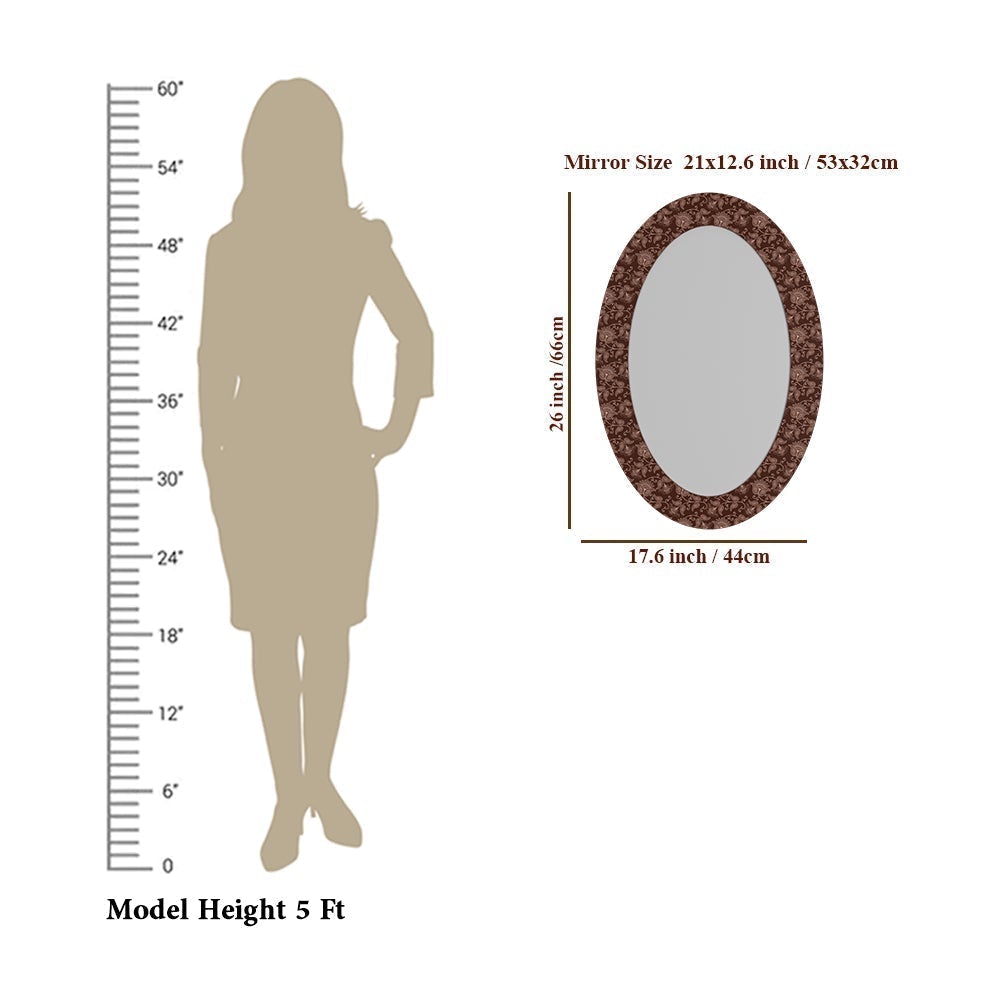  Maroon Oval Printed Mirror