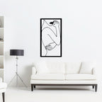Beautiful Girl Line Art Frame Metal Wall Art Decor