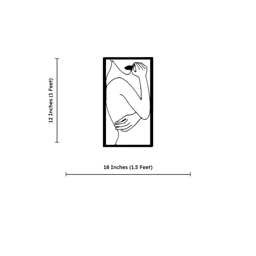 Beautiful Girl Line Art Frame Metal Wall Art Decor