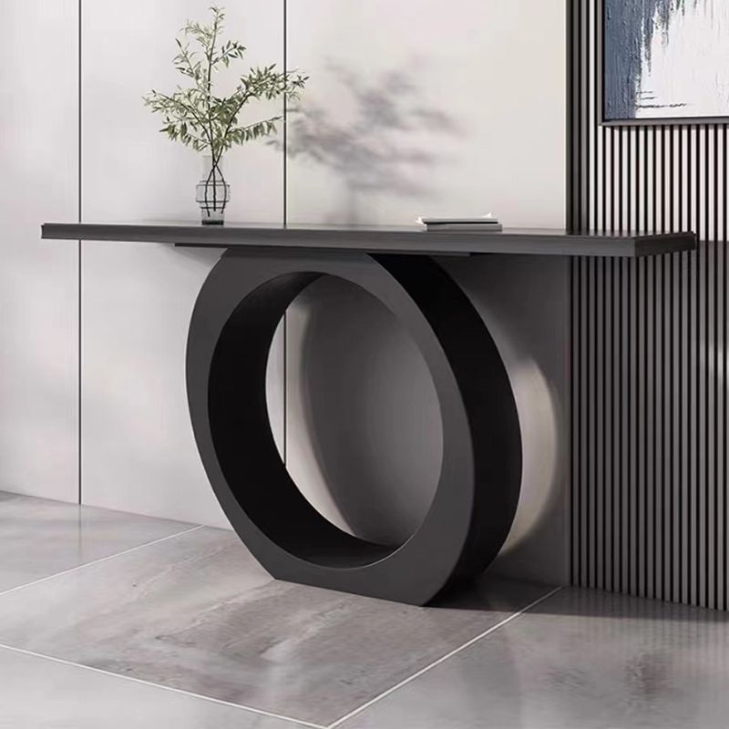 Modern Black Console Table with Circle Base
