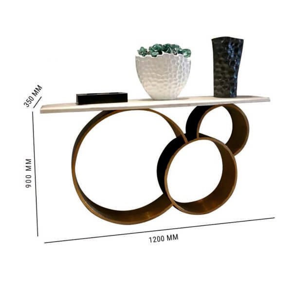 Luxury Marble Console Table with Gold Circle Base