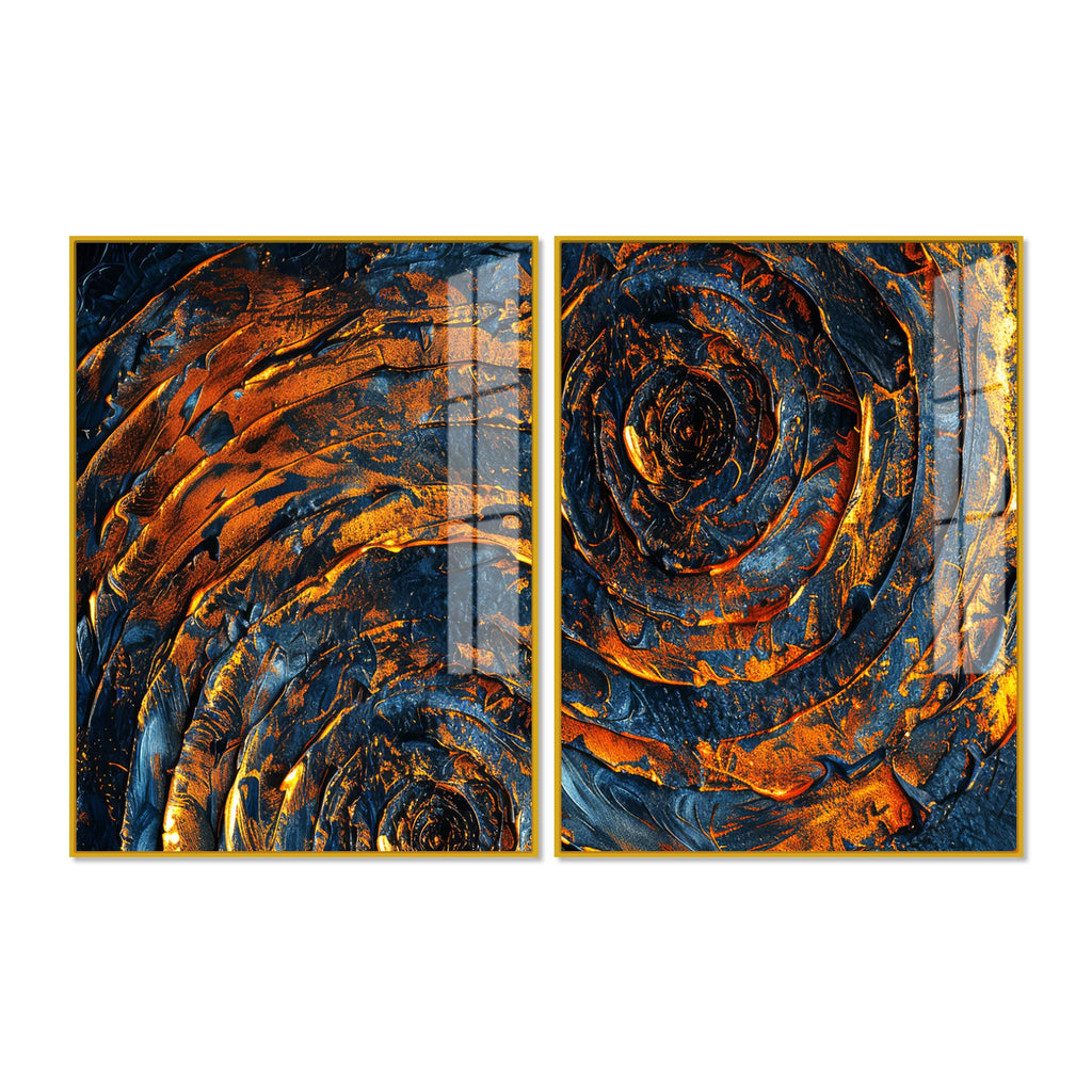 Abstract Background Geometric Art Pattern Acrylic Floating Wall Painting Set Of 2