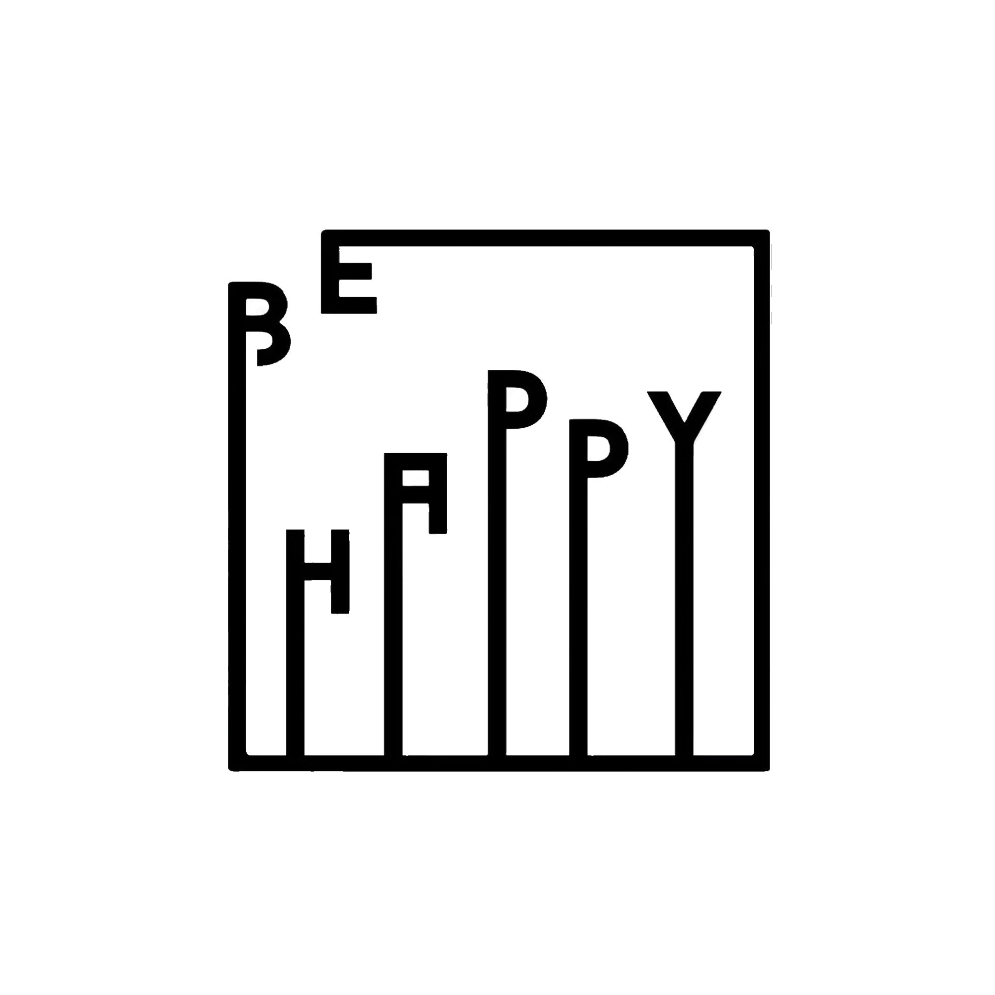 Be Happy Text Design Square Metal Artwork Wall Decor