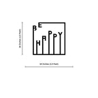 Be Happy Text Design Square Metal Artwork Wall Decor