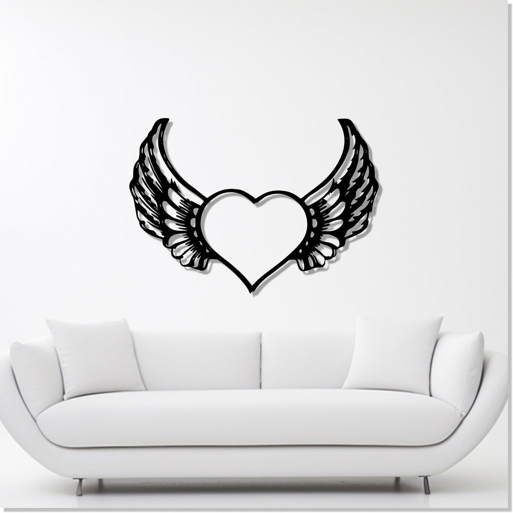 Beautiful Angel Heart Design Metal Wall Art Decor