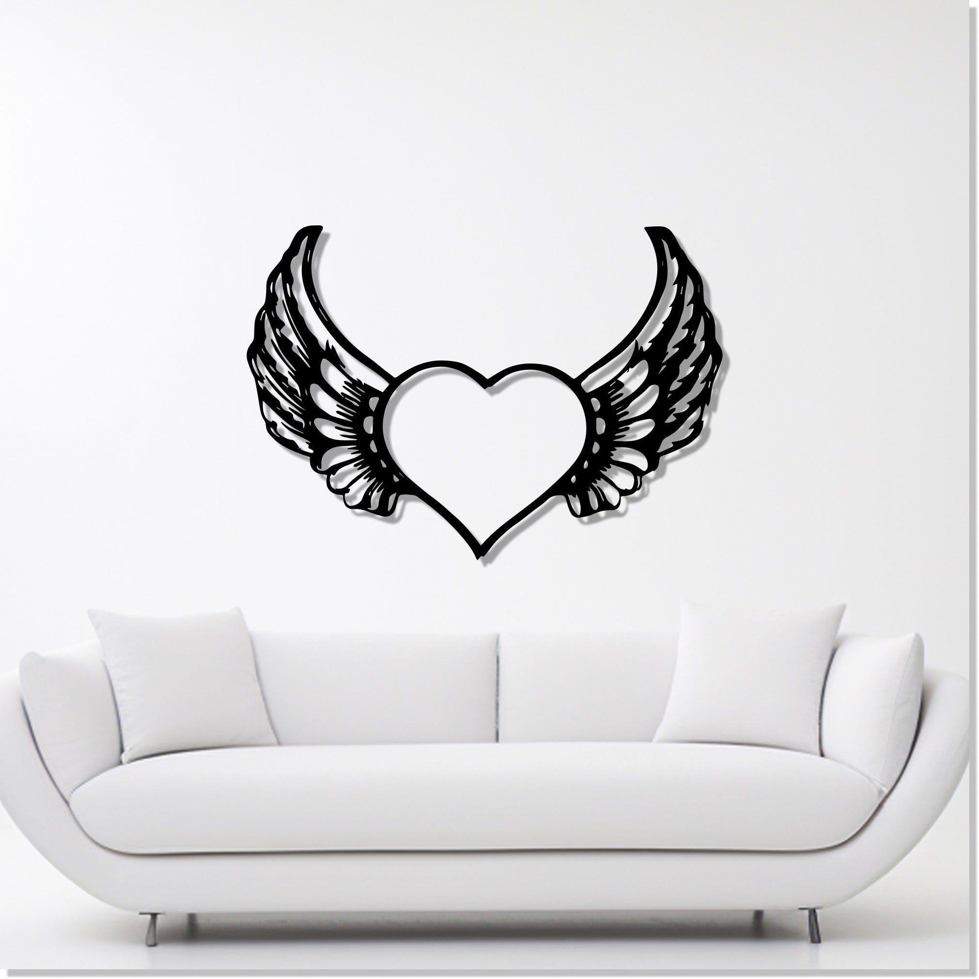 Beautiful Angel Heart Design Metal Wall Art Decor