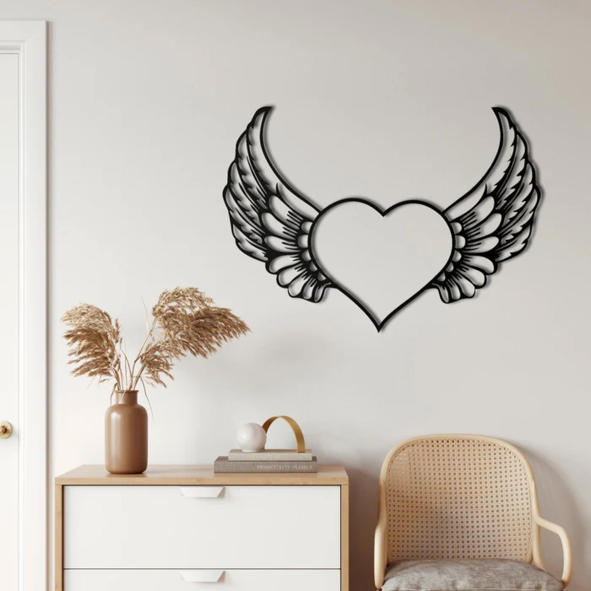 Beautiful Angel Heart Design Metal Wall Art Decor
