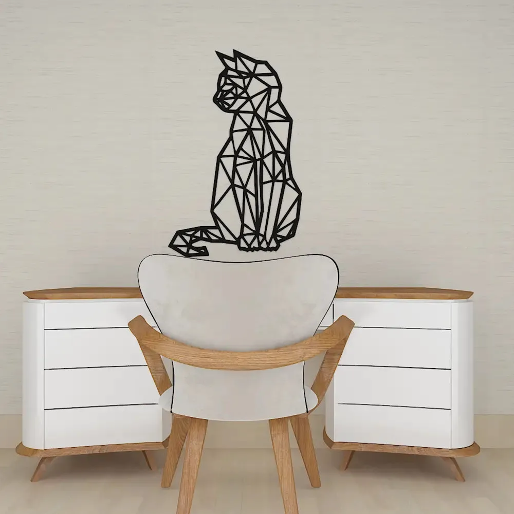 Beautiful Design Geometric Cat Metal Art Wall Decor