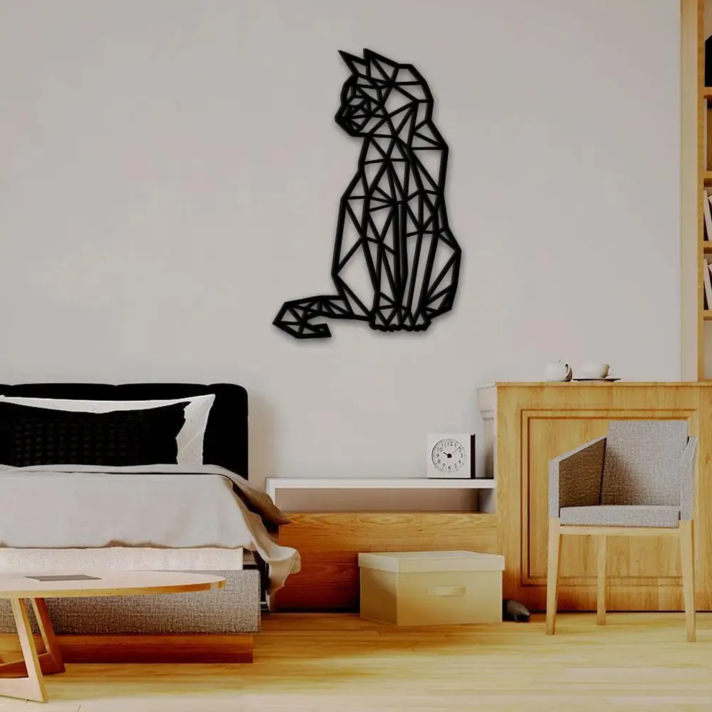 Beautiful Design Geometric Cat Metal Art Wall Decor