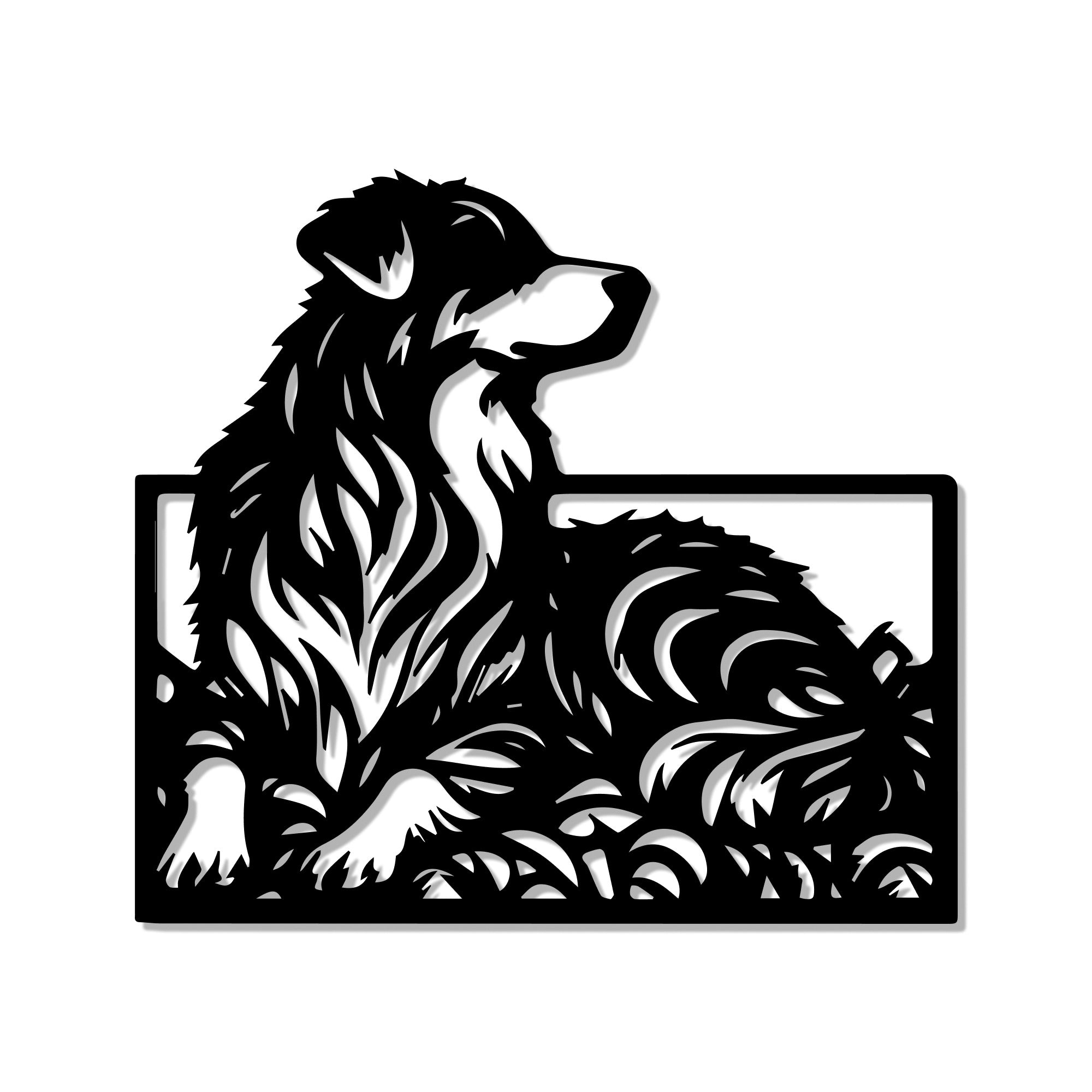 Beautiful Dog Silhouette Abstract Lines Metal Art Wall Decor