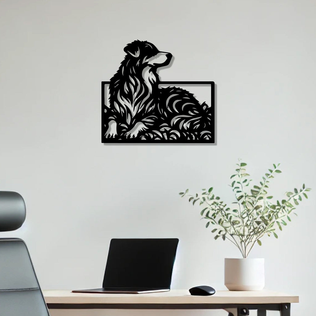 Beautiful Dog Silhouette Abstract Lines Metal Art Wall Decor