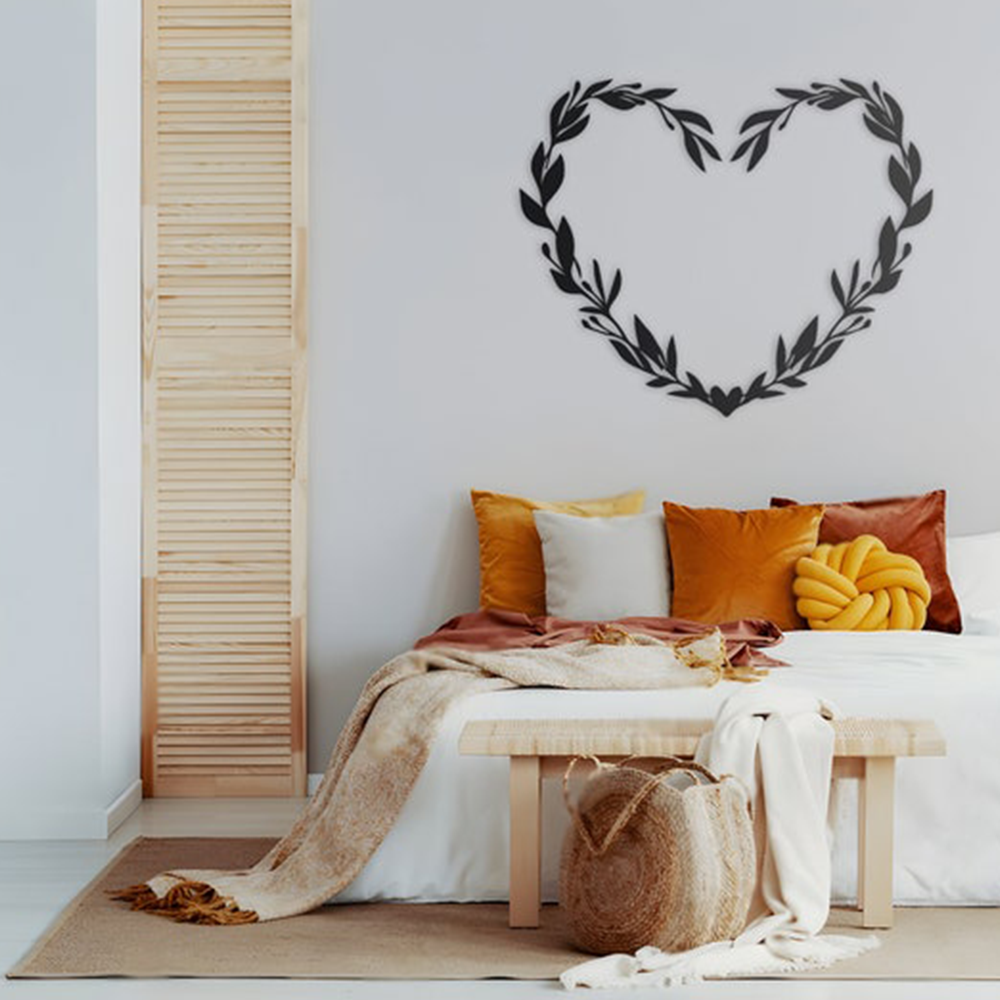 Beautiful Floral Heart Design Wall Metal Art Decor