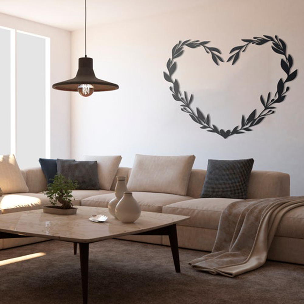 Beautiful Floral Heart Design Wall Metal Art Decor