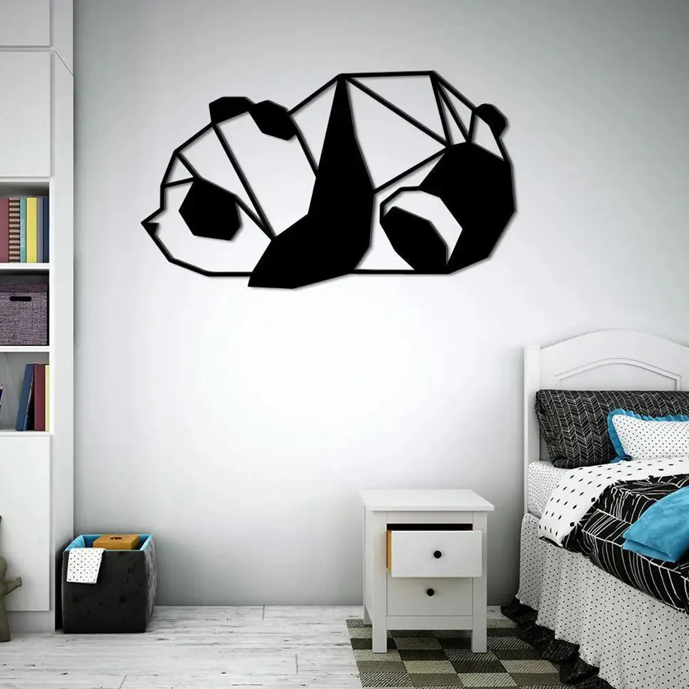 Beautiful Geometric Cute Lazy Panda Metal Art Wall Decor