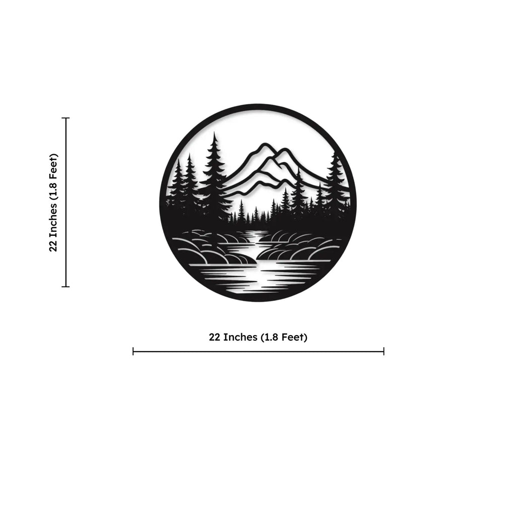 Beautiful River Mountain Scenery Metal Artwork Wall Decor