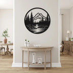 Beautiful River Mountain Scenery Metal Artwork Wall Decor