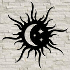 Beautiful Sun Moon and Stars Metal Art Wall Decor