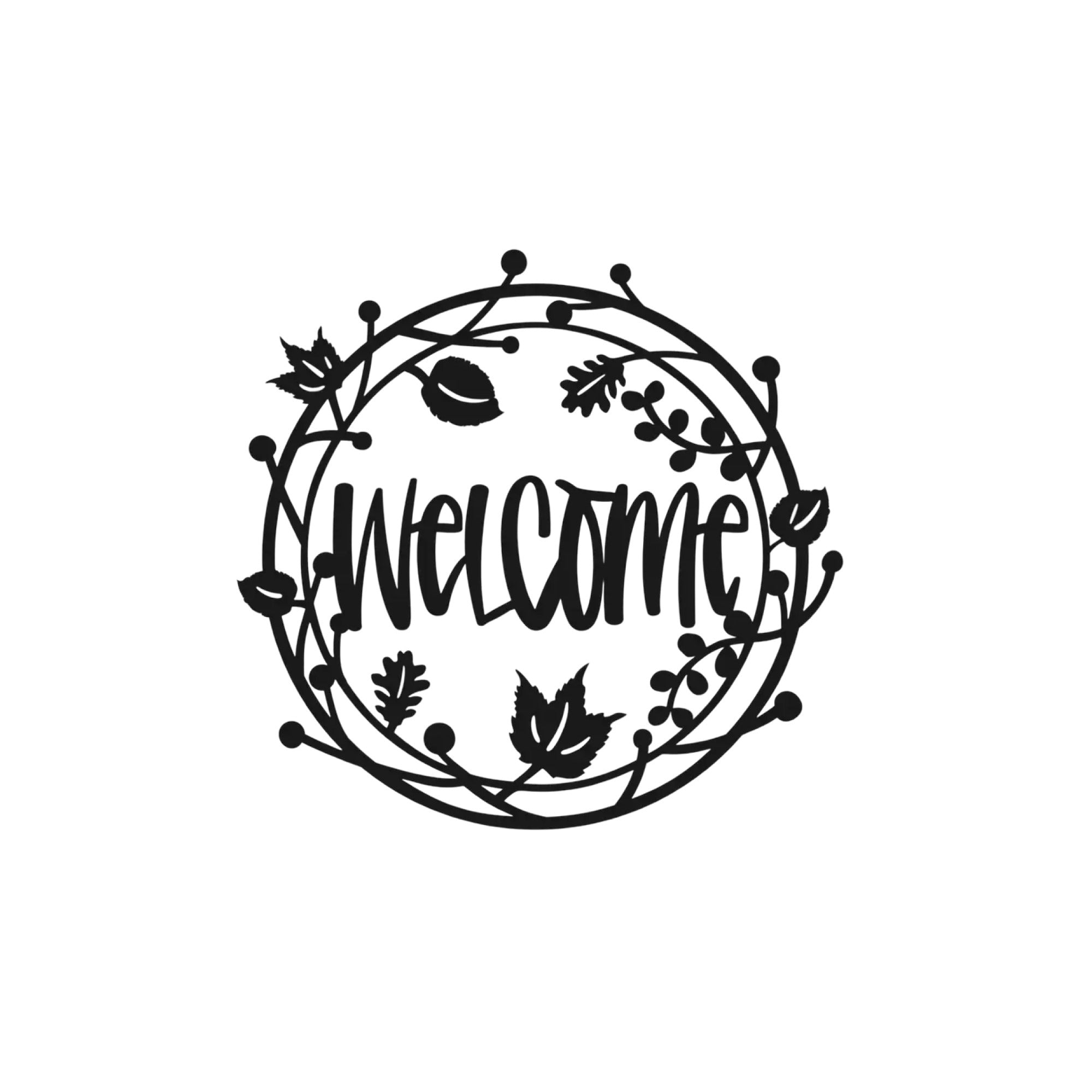 Beautiful Welcome Floral Circle Metal Art Wall Decor