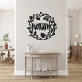 Beautiful Welcome Floral Circle Metal Art Wall Decor
